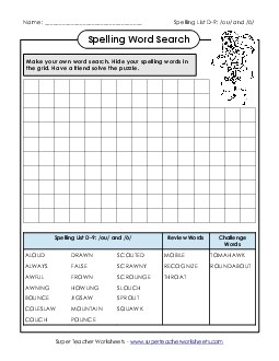 Make-a-Search (D-9) Spelling D Worksheet