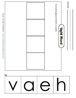 Large Cut-and-Glue: Have Free Sight Words Individual Worksheet