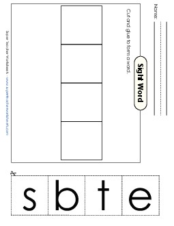 Large Cut-and-Glue: Best Sight Words Individual Worksheet