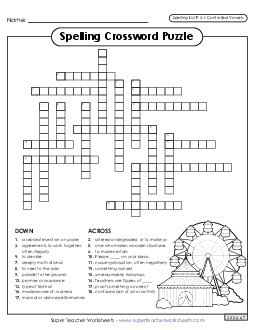 Crossword (F-3)  Spelling F Worksheet