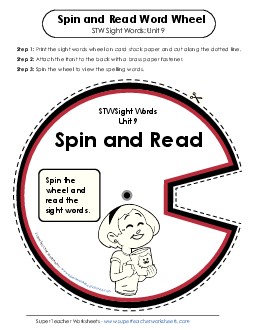 Spin and Read (Unit 12) Sight Words Worksheet