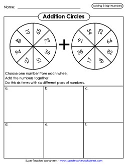 Addition Circles Worksheet