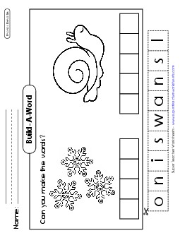 Build-a-Word #1: Snow and Snail  Phonics Blends Worksheet