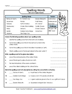 Question Worksheet (E-27)  Spelling E Worksheet