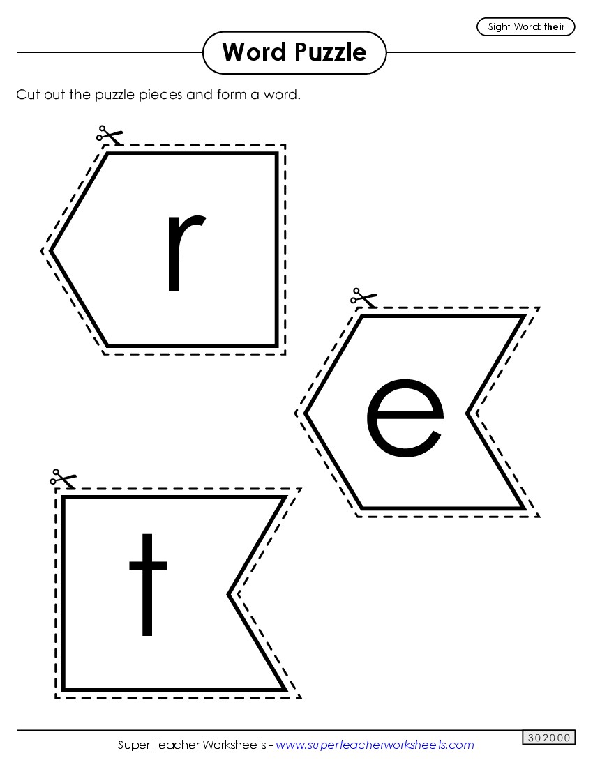 Word Puzzle: Their Sight Words Individual Worksheet