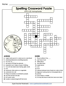 Crossword (D-22) Spelling D Worksheet