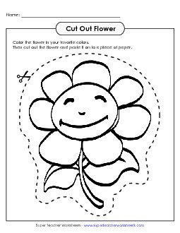 Flower Scissor Skills Worksheet