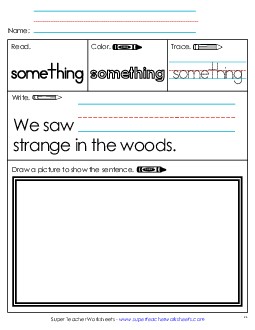 Worksheet 3: Something Sight Words Individual Worksheet