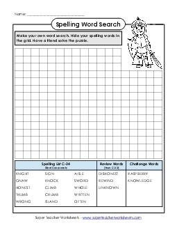 Make-a-Search (C-24) Spelling C Worksheet