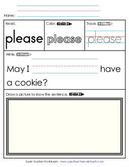 Worksheet 3: Please Sight Words Individual Worksheet