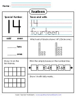 Special Number: Fourteen Counting Worksheet