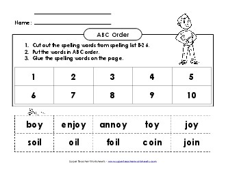 ABC Order: Cut and Glue (B-26) Spelling B Worksheet