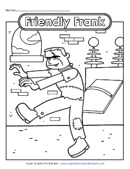 Friendly Frankenstein Free Halloween Worksheet