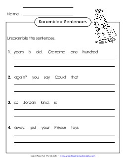 Scrambled Sentences (A-30) Spelling A Worksheet