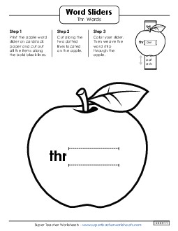 Word Slider (Thr- Words) Phonics Blends Worksheet