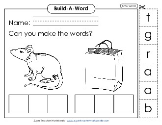 Build Words: Rat and Bag Phonics Cvc Worksheet