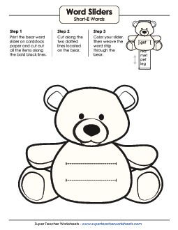 Word Slider (Short E) Phonics Long Short E Worksheet