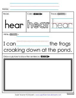 Worksheet 3: Hear Sight Words Individual Worksheet