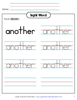 Trace the Word: Another Sight Words Individual Worksheet