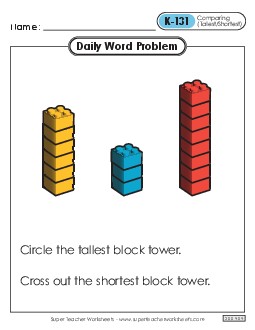 Daily Word Problems  K-131 through K-135 Worksheet