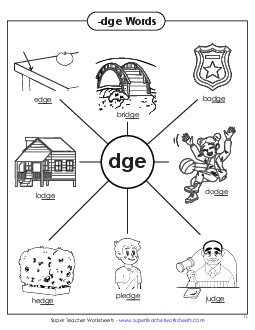 -dge Words Anchor Chart  Phonics Trigraphs Worksheet