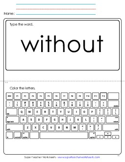 Type the Word: Without Sight Words Individual Worksheet