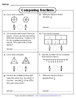 Comparing Fractions Worksheet Worksheet