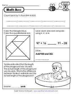 Math Buzz: Week 26 Worksheets 126 through 130 Daily Math Review Worksheet