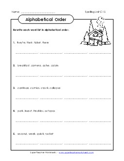 Alphabetical Order (C-15) Spelling C Worksheet