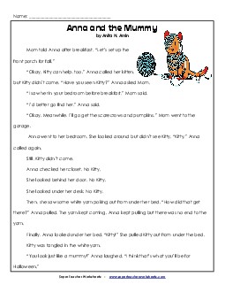 Anna and the Mummy  Grade Reading Comprehension Worksheet