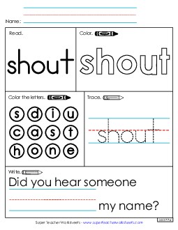 Worksheet 1: Shout Sight Words Individual Worksheet