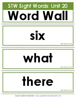 Pocket Chart or  Word Wall (Unit 20) Sight Words Worksheet