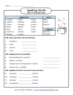 Question Worksheet (E-17)  Spelling E Worksheet