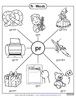 Anchor Chart (Pr- Words) Phonics Blends Worksheet