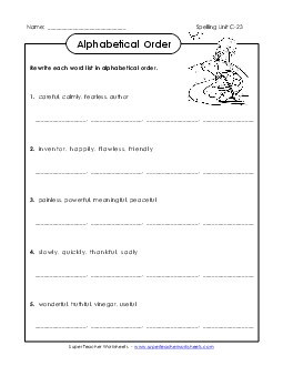 Alphabetical Order (C-23) Spelling C Worksheet