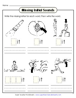 Missing Initial Sounds (-it) Word Families Worksheet