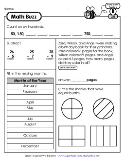 Math Buzz: Week 6 Worksheets 26 through 30 Daily Math Review Worksheet