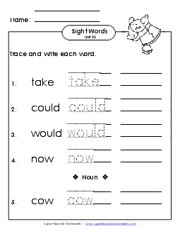 Read, Trace, Write (Unit 25) Sight Words Worksheet