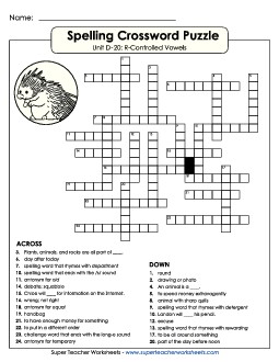 Crossword (D-20) Spelling D Worksheet