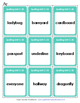 Flashcards (C-25) Spelling C Worksheet