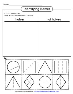 Cut and Glue: Halves Free Fractions Worksheet