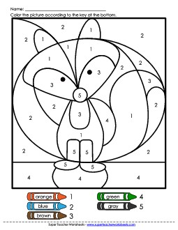 Color-by-Numbers - Fox Counting Worksheet