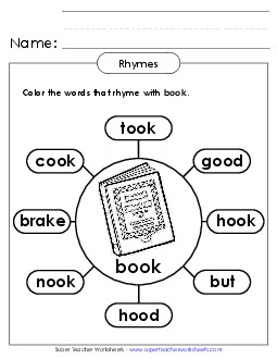 Rhymes with Book Worksheet