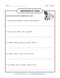 ABC Order Groups Spelling D Worksheet