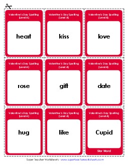 Flashcards (A-Valentine\'s Day) Spelling A Worksheet