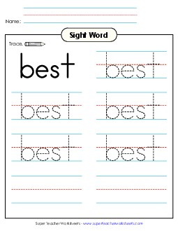 Trace the Word: Best Sight Words Individual Worksheet