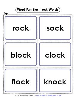 Flashcards (-ock) Word Families Worksheet