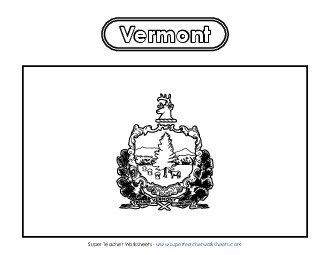 Vermont Flag Coloring Page States Individual Worksheet