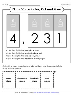 Place Value Activity Cut & Glue 3rd Grade 3rd Grade Math Worksheet