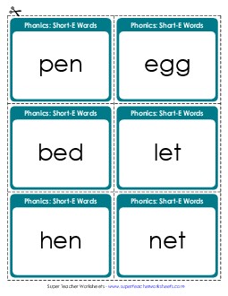 Flashcards (Short E) Phonics Long Short E Worksheet